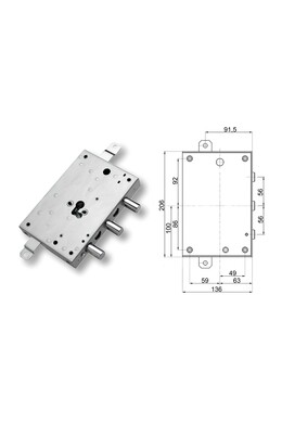 European cylinder security door lock for Dierre Torterolo only 3-pin spindle